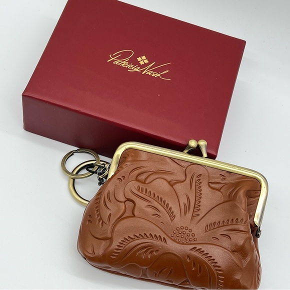 Patricia Nash Brown Embossed Leather Coin Purse - Picture 3 of 10